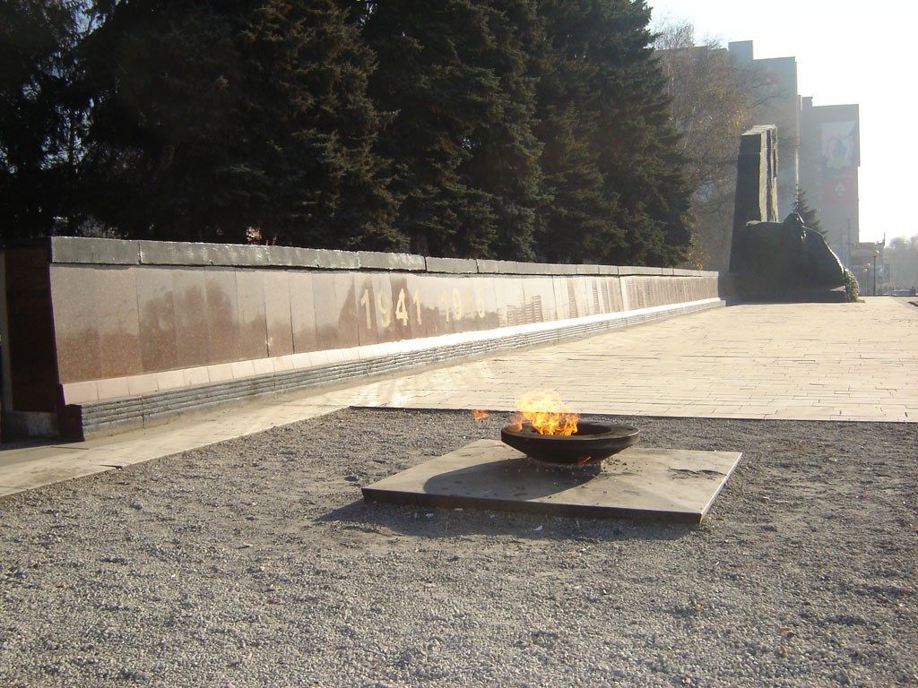 Вечный огонь у памятника Славы в Воронеже фото
