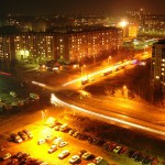 Вид ночью на улицу 60-й Армии в Северном районе Воронежа фото