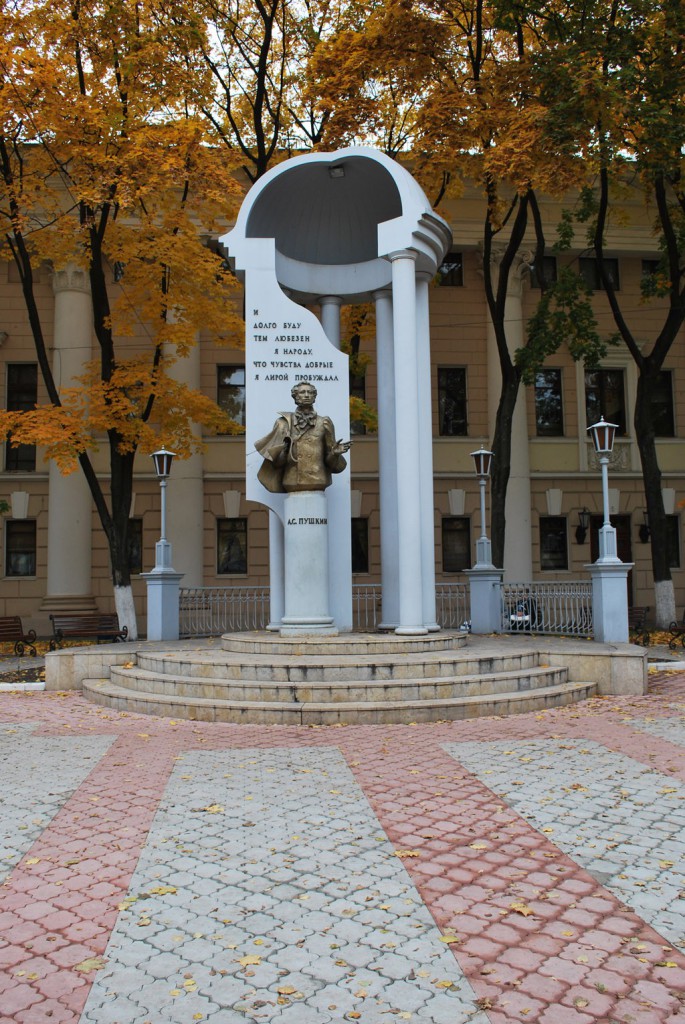 Памятник Пушкину за театром в Воронеже фото
