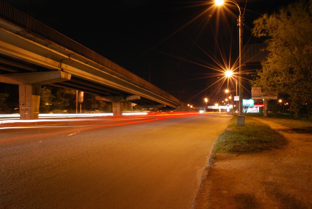 Ночной Северный мост в Воронеже фото